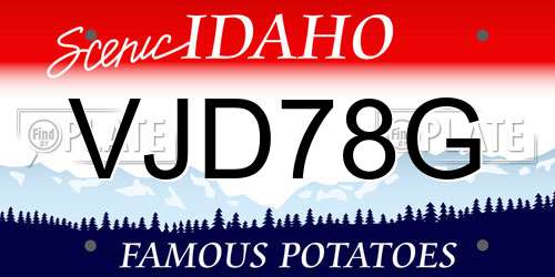 VJD78G Idaho License Plate