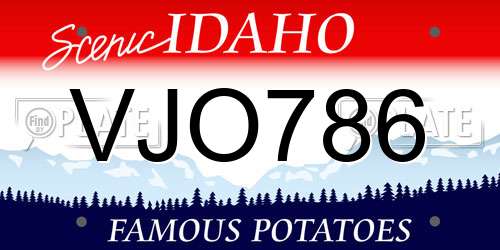 VJO786 Idaho License Plate