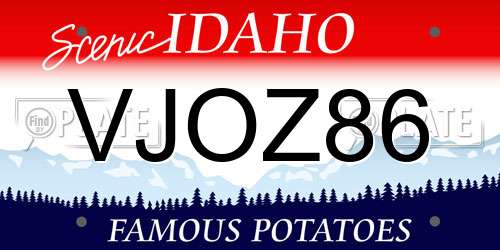 VJOZ86 Idaho License Plate