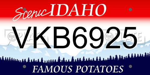 VKB6925 Idaho License Plate