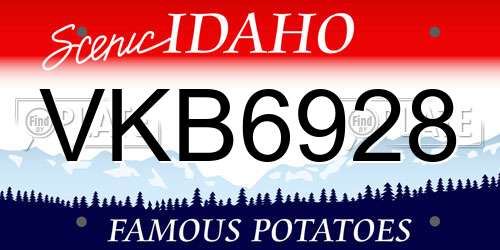 VKB6928 Idaho License Plate