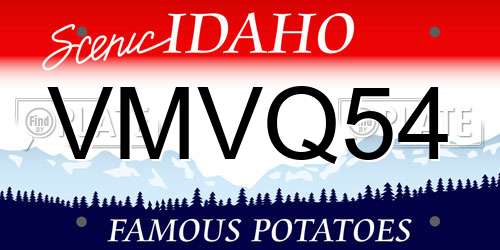 VMVQ54 Idaho License Plate