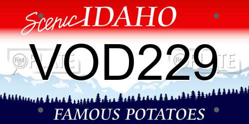 VOD229 Idaho License Plate