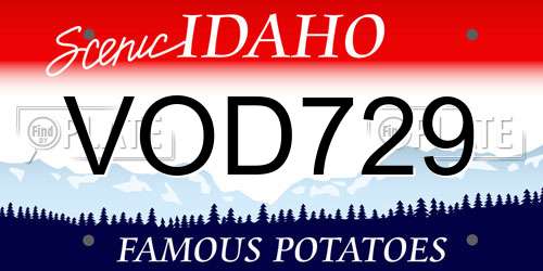 VOD729 Idaho License Plate