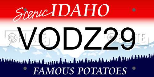 VODZ29 Idaho License Plate