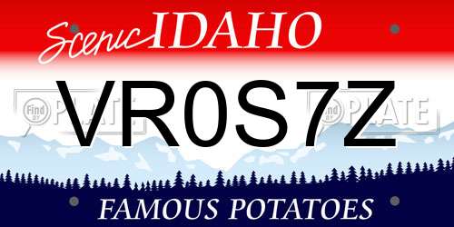 VR0S7Z Idaho License Plate