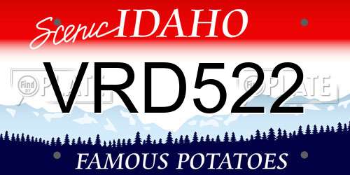 VRD522 Idaho License Plate