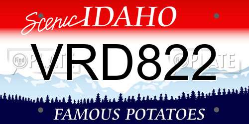 VRD822 Idaho License Plate