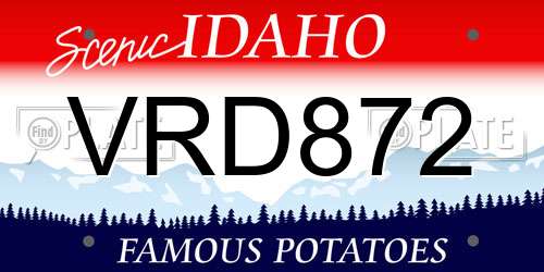 VRD872 Idaho License Plate