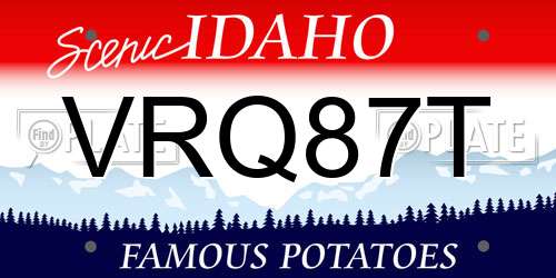 VRQ87T Idaho License Plate