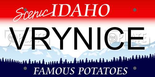 VRYNICE Idaho License Plate
