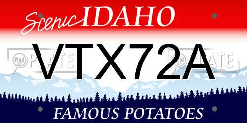 VTX72A Idaho License Plate