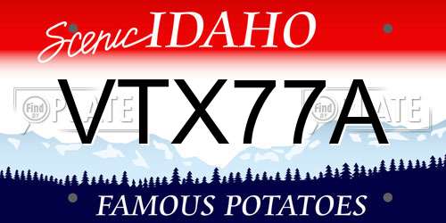VTX77A Idaho License Plate