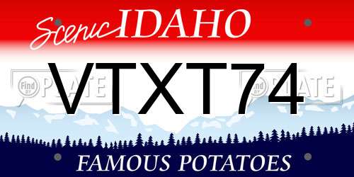 VTXT74 Idaho License Plate