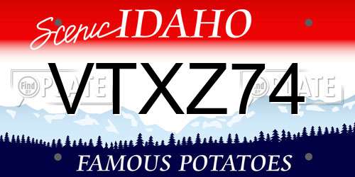 VTXZ74 Idaho License Plate