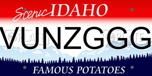 VUNZGGG Idaho License Plate