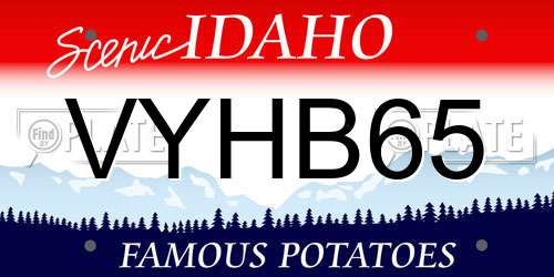 VYHB65 Idaho License Plate