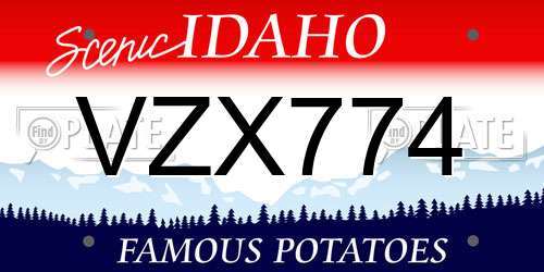 VZX774 Idaho License Plate