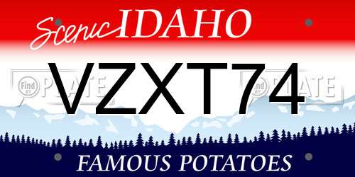 VZXT74 Idaho License Plate