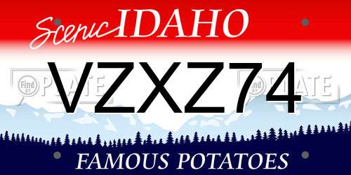 VZXZ74 Idaho License Plate