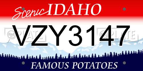 VZY3147 Idaho License Plate