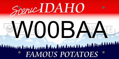 W00BAA Idaho License Plate