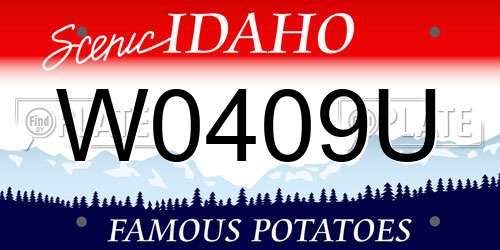 W0409U Idaho License Plate