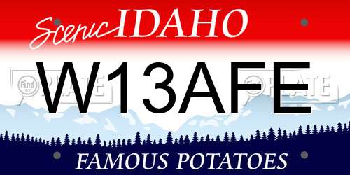 W13AFE Idaho License Plate