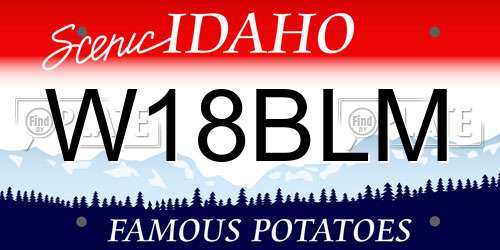 W18BLM Idaho License Plate