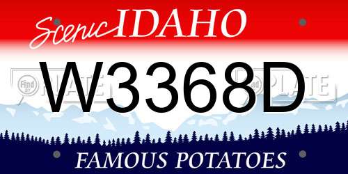 W3368D Idaho License Plate