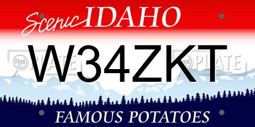 W34ZKT Idaho License Plate