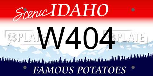 W404 Idaho License Plate