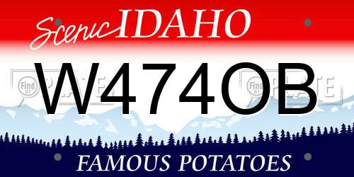 W474OB Idaho License Plate