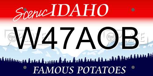 W47AOB Idaho License Plate