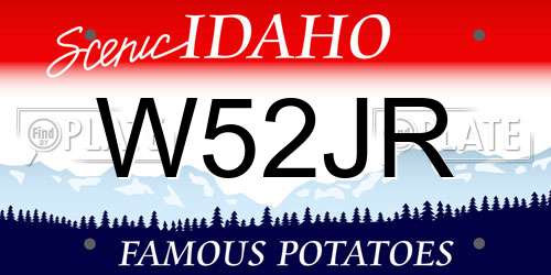 W52JR Idaho License Plate
