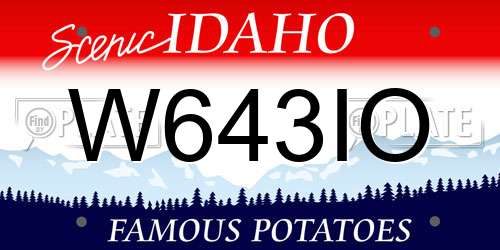 W643IO Idaho License Plate