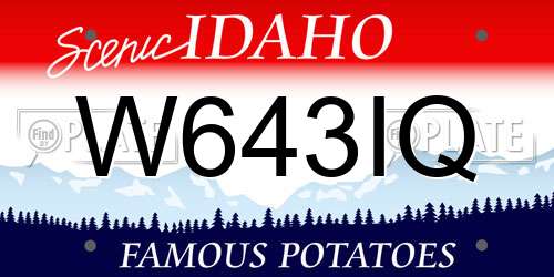 W643IQ Idaho License Plate