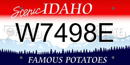 W7498E Idaho License Plate