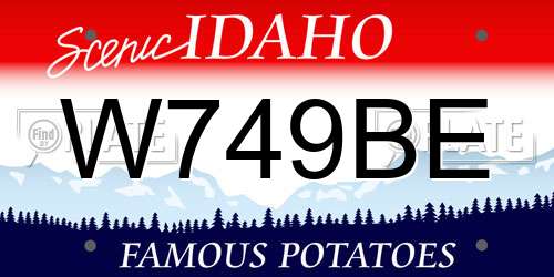 W749BE Idaho License Plate