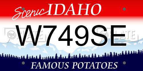 W749SE Idaho License Plate