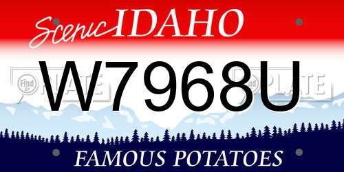 W7968U Idaho License Plate