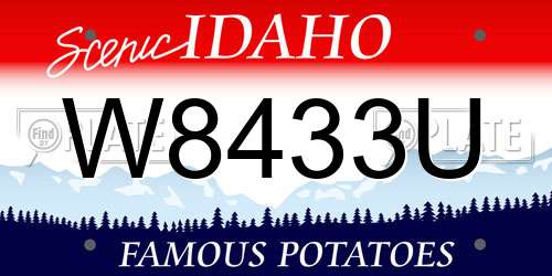 W8433U Idaho License Plate
