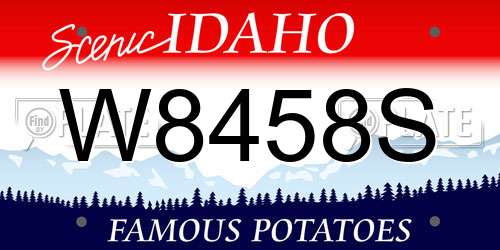 W8458S Idaho License Plate