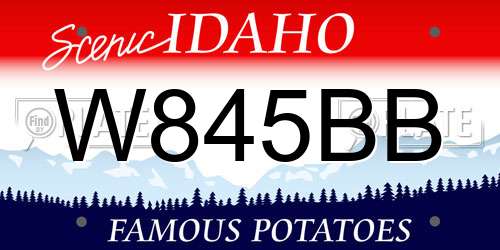 W845BB Idaho License Plate