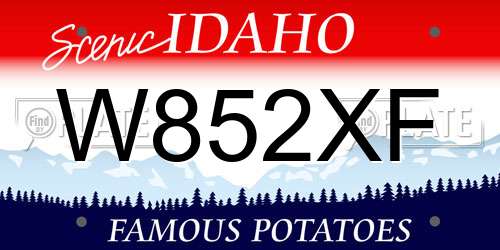 W852XF Idaho License Plate