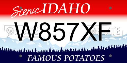 W857XF Idaho License Plate