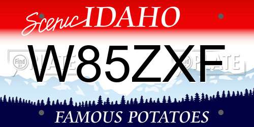 W85ZXF Idaho License Plate