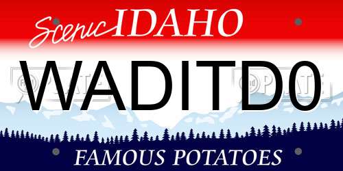 WADITD0 Idaho License Plate