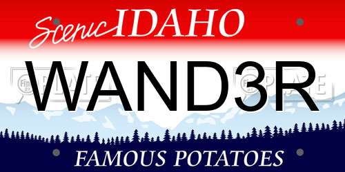 WAND3R Idaho License Plate