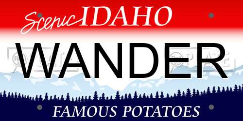 WANDER Idaho License Plate
